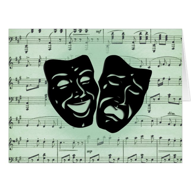 Grüne Musik und Theater griechische Masken Blank I (Vorderseite (Horizontal))