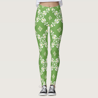 Grüne Muster verlasse Blume Leggings