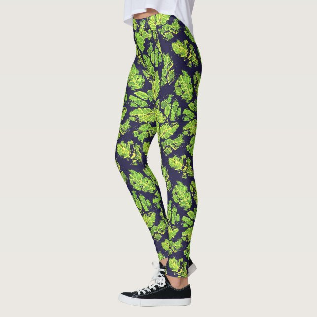 Grüne Natur Acrylmalenleaf Leggings (Links)