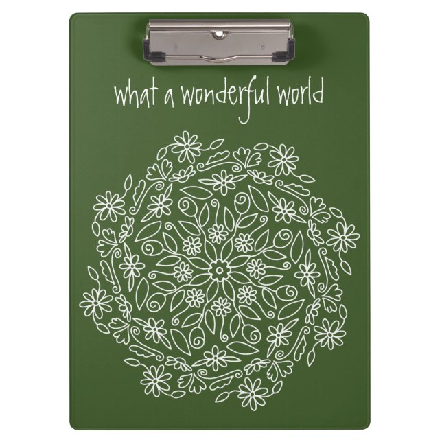 Grüne Natur Floral Mandala Art Doodle Blume Klemmbrett (Vorderseite)