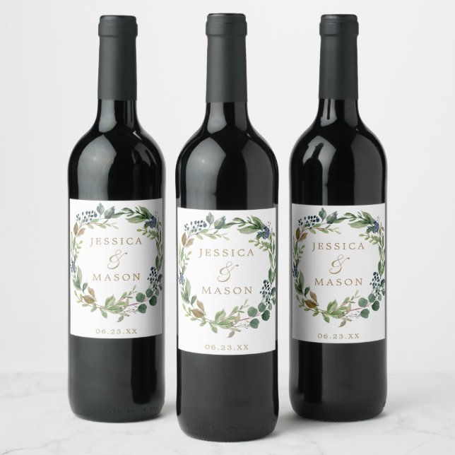 Grüne Navy Gold Wine Labels Weinetikett (Flaschen)