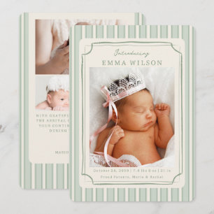 Grüne Neugeborenen-Fotocollage Baby Geburt Ankündigung