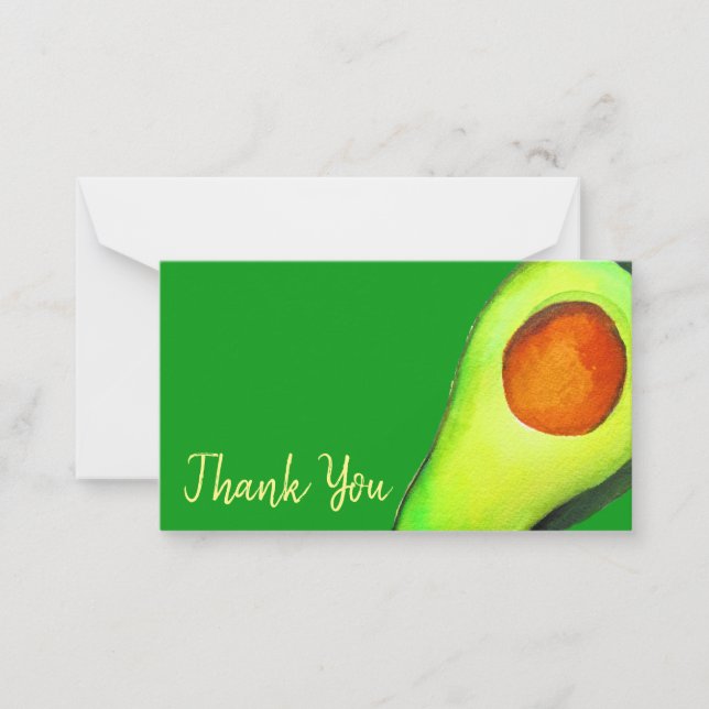 Grüne niedliche Kunst für Avocado Mitteilungskarte (Vorderseite)