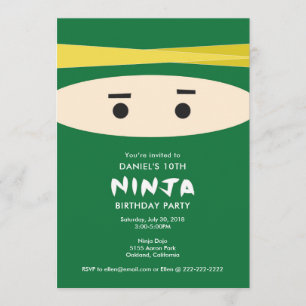 Grüne Ninja Party Einladung