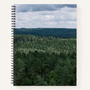 Grüne nordische Waldlandschaftsfoto Notizbuch