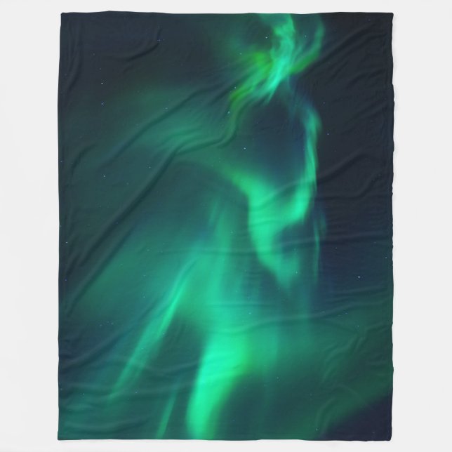 Grüne Nordlichter Fleecedecke (Vorderseite)