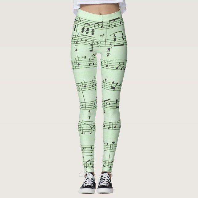 Grüne Noten Leggings (Vorderseite)