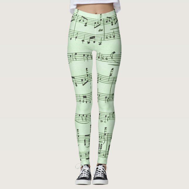 Grüne Noten nach oben Leggings (Vorderseite)