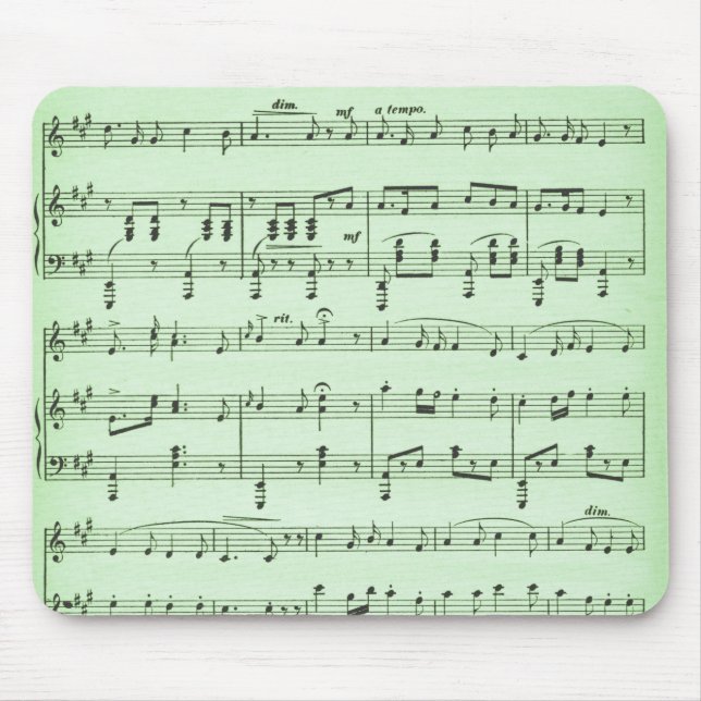 Grüne Notenblätter Mousepad (Vorne)