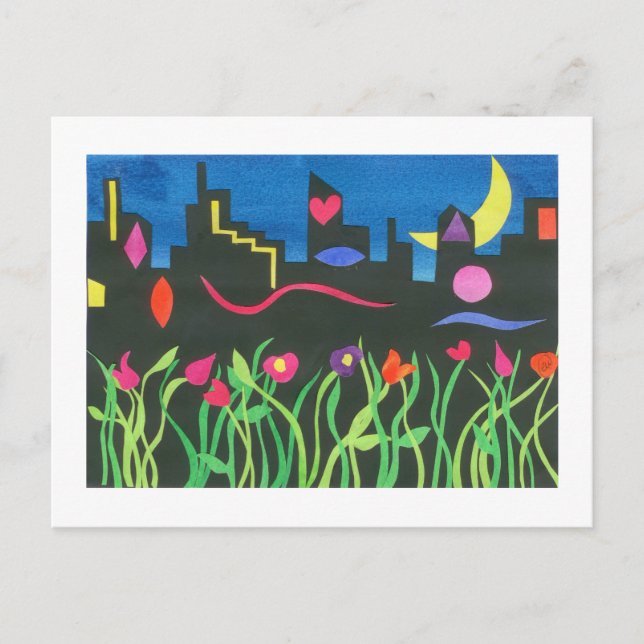 Grüne NYC in der Nacht Postkarte (Vorderseite)