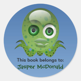 Grüne Octopus-Personalisierte Etiketten Runder Aufkleber