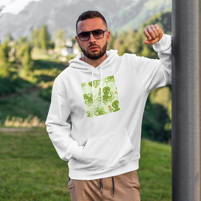 Grüne Oktopoden mit Blume Hoodie (Von Creator hochgeladen)