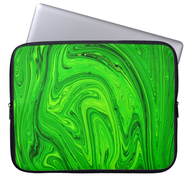 Grüne Ölfarbe abstrakt. Ölfarbe Laptopschutzhülle (Vorderseite)
