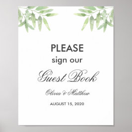 Grüne Olivenzweige. Gästebuchzeichen Poster