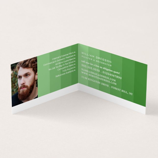Grüne Ombre Streifen, Foto für Maler und Dekorator Visitenkarten (Innenseite)