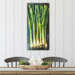Grüne Onions Wasserfarbene Kunst, Dichtung und Mus Leinwanddruck