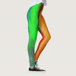 Grüne Orange Abstrakte Leggings