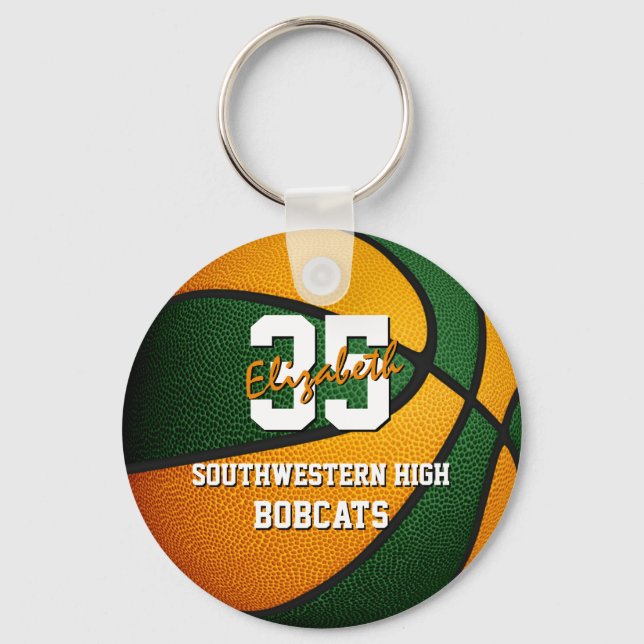 Grüne Orange Basketballmannschaft Schlüsselanhänger (Vorderseite)