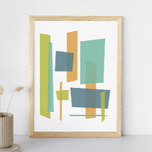 Grüne Orange Blaue Durchsichtige Abstrakte Rechtec Poster