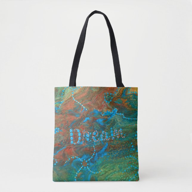 Grüne orange flüssige Traumkunst abstrakt Tasche (Vorderseite)