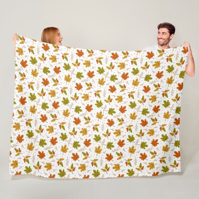 GRÜNE ORANGE GOLD FALL FALLS BLÄTTER FLEECEDECKE (Beispiel)