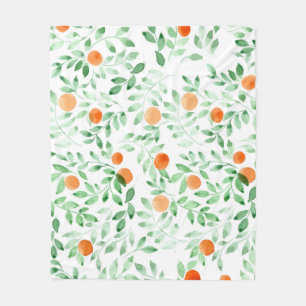 Grüne Orange Mandarine Provence Wasserfarbe Fleecedecke