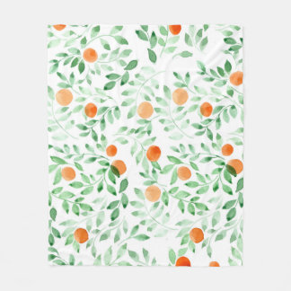 Grüne Orange Mandarine Provence Wasserfarbe Fleecedecke