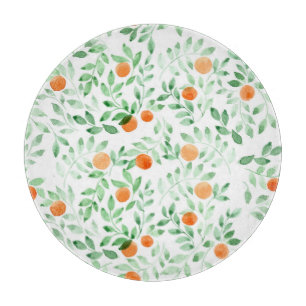 Grüne Orange Mandarine Provence Wasserfarbe Schneidebrett