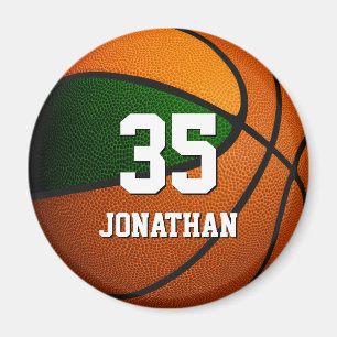 Grüne Orange Mannschaft Farben Jungs Basketball Magnet