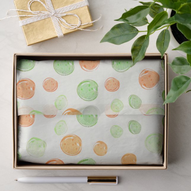 Grüne Orange Rote Tupfen Seidenpapier (Geschenk)