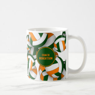 grüne orange Schulfarben Volleyball-Trainer-Gesche Kaffeetasse