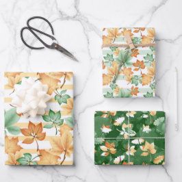 GRÜNE ORANGE TAN FALL AUTUMN GESCHENKPAPIER SET