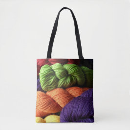 Grüne, orange und lila Garn-Stränge Tasche
