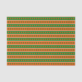 GRÜNE ORANGE WHITE ROWS OF IRISH STARS SEIDENPAPIER