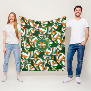 grüne orangefarbene Mannschaft färbt Mädchenvolley Fleecedecke