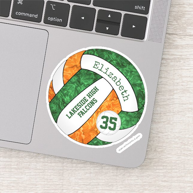 grüne orangefarbene Volleyballmannschaft - Farben Aufkleber (Detail)