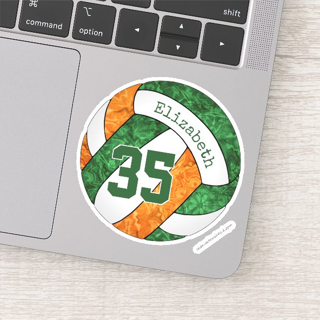 grüne orangefarbene Volleyballmannschaft - Farben Aufkleber (Detail)