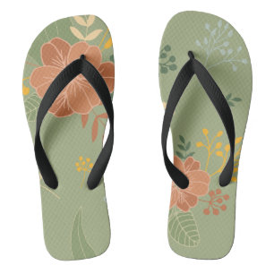 Grüne Orangen-Blume Flip Flops