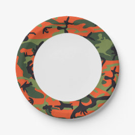 Grüne Orangenwaldkamouflage. Camouflage Pappteller
