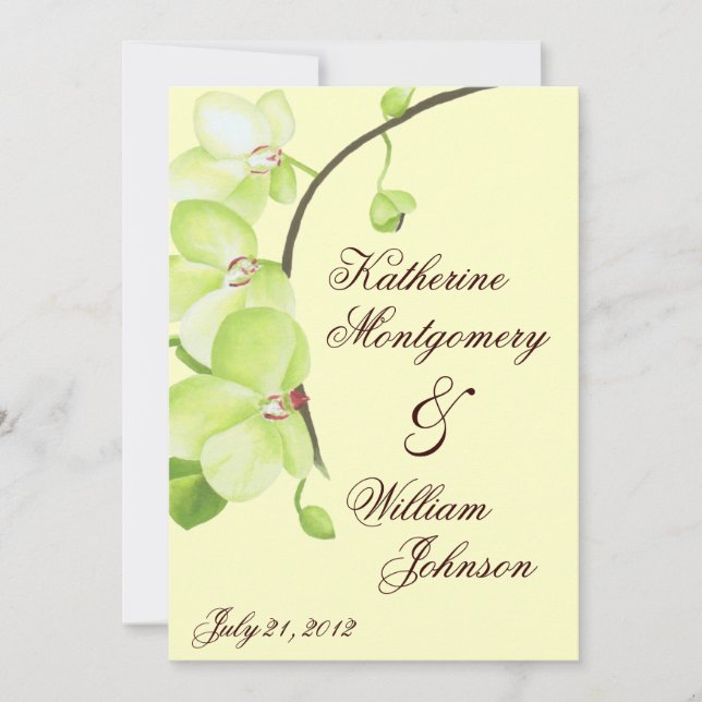 Grüne orchide Hochzeit Einladung (Vorderseite)