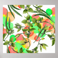 Grüne Orchideen: Aquarellblumen nahtlos.