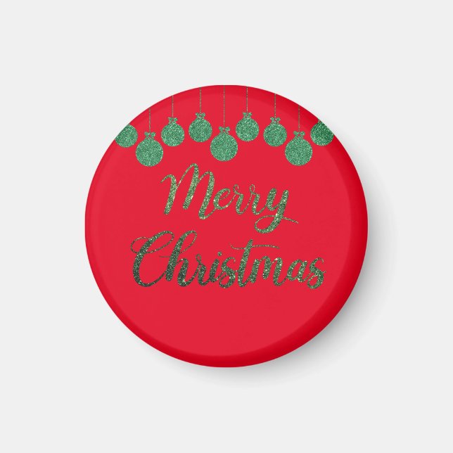 Grüne Ornamente - frohe Weihnachten Magnet (Vorne)