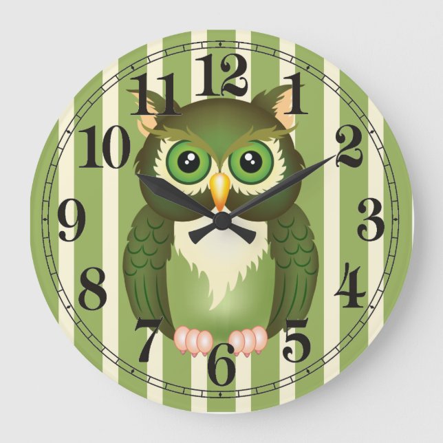 Grüne Owl Runde (große Wall-Uhr) Große Wanduhr (Vorderseite)