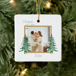 Grüne Pagode Weihnachtsbäume 2Foto Weltfrieden Keramikornament
