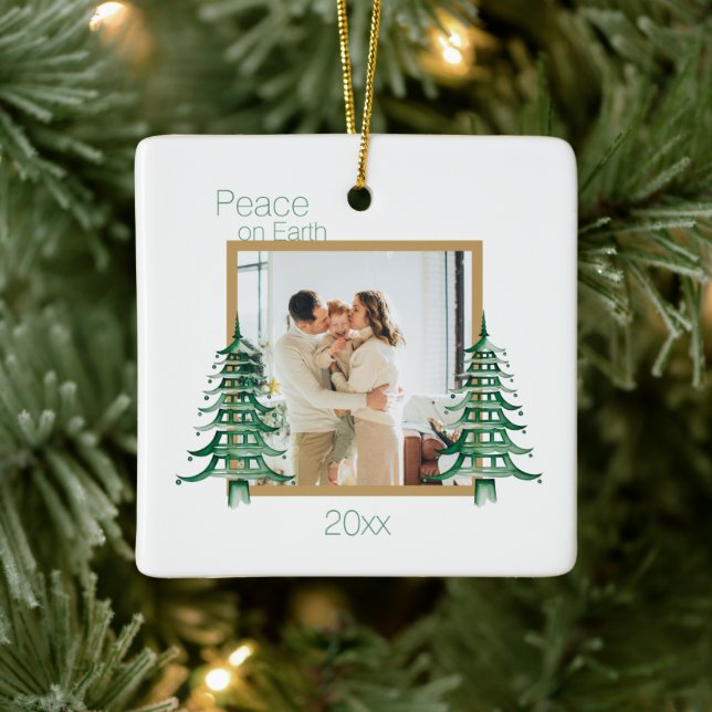 Grüne Pagode Weihnachtsbäume 2Foto Weltfrieden Keramikornament (Baum)