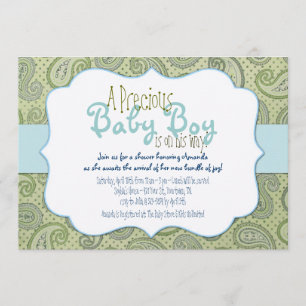Grüne Paisley Baby Boy Dusche Einladung