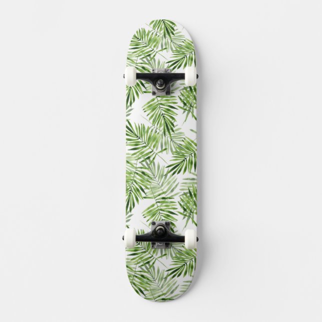 Grüne Palmblätter Skateboard (Vorderseite)