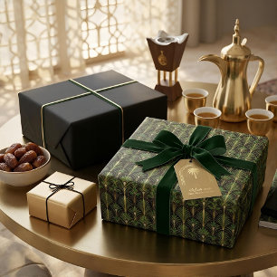 Grüne Palme Luxe Art Deco Elegant Geschenkpapier