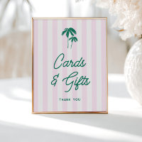 Grüne Palmen Rosa Streifen Karten und Geschenke