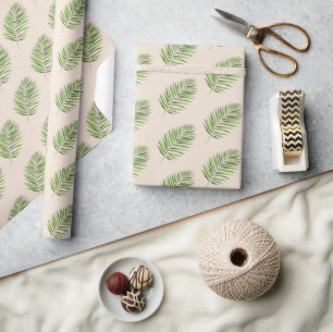 Grüne Palmenblätter Geburtstag Creme Geschenkpapier